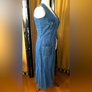 MERONA Denim Midi Vest Dress - Blue Women's Buttoned Closure